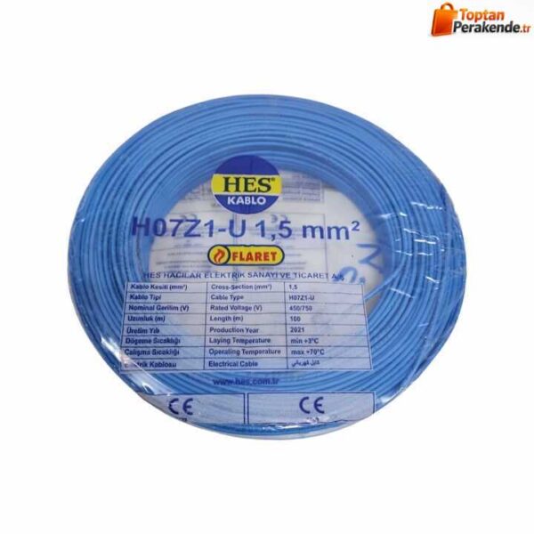 Hes Nya Kablo 1,5 Mm Mavi (H07z1-U) Halojen Free
